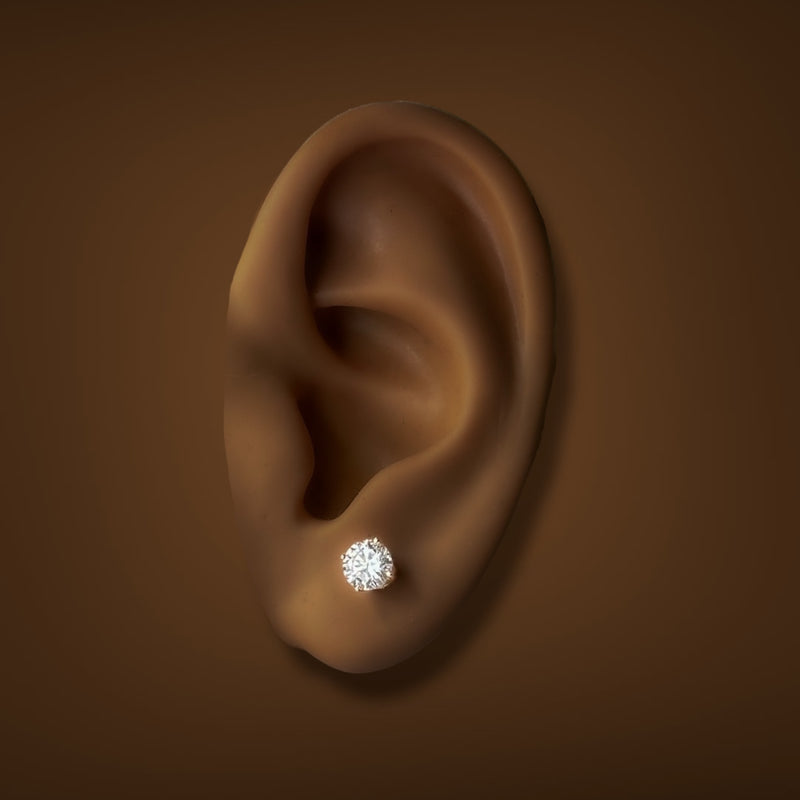 14K Y Gold 1.00ctw F/VS1 Lab-Created Diamond Basket Set Earrings