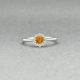 Estate 14K W Gold 0.34ct Citrine & 0.12ctw Diamond Ring