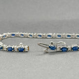 Estate 14K W Gold 7.92ctw Sapphire & 0.50ctw Diamond Bracelet
