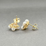 Estate 14K Y Gold 0.03ctw J/I2 Diamond & Pearl Stud Earrings