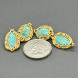 Estate 18K Y Gold 8.48ctw Turquoise Persian “Ya Ali Haider” Cufflinks