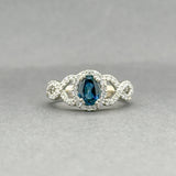 Estate 14K W Gold 0.87ct Sapphire & 0.44ctw Diamond Cocktail Ring