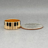 Estate 14K Y Gold Enamel Piano Key Ring