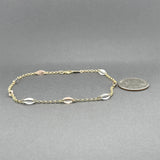 Estate 14K Tricolor Gold 10” Anklet