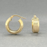 Estate 18K Y Gold 17.0mm Stepped Hoop Earrings