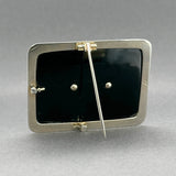 Estate Art Deco 18K W Gold Plat. 62.04ct Onyx & 0.58ctw Diamond Brooch