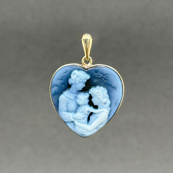 Estate 14K Y Gold Agate Family Heart Pendant