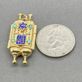 Estate 14K Y Gold Turquoise Torah Pendant