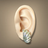 Estate 14K Y Gold Feathered Clip On Earrings