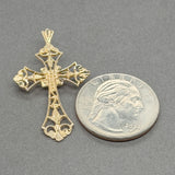 Estate 14K Y Gold 38mm Cross Pendant
