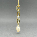 Estate 14K TT Gold 0.07ctw Diamond & Pearl Drop Pendant