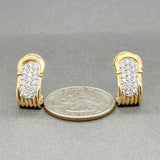 Estate 18K Y Gold 0.64ctw F-G/SI1 Diamond J Hoop Earrings