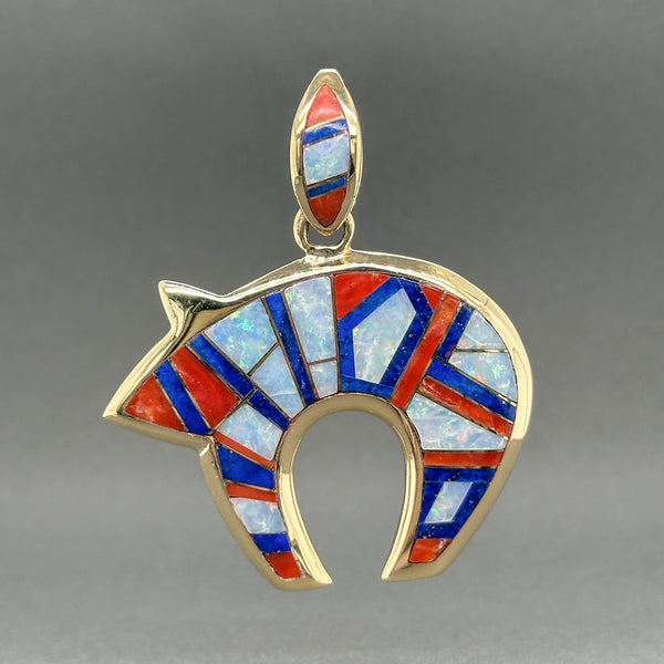 Estate 14K Y Gold 8.28ctw Multi-Gem Bear Pendant