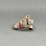 Estate 14K R Gold 0.08ctw Lab-Created Ruby & 0.25ctw Diamond Ring