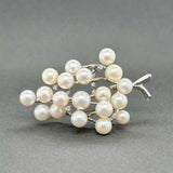 Estate 14K W Gold Akoya & 0.07ctw Diamond Grapevine Pin