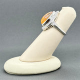 Estate Platinum 4.67ct Fire Opal & 0.40ctw Diamond Cocktail Ring