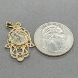 Estate 14K Y Gold Glass Hamsa Pendant