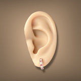 Estate 14K Y Gold 0.24ctw Ruby & 0.09ctw Diamond J Hoop Earrings