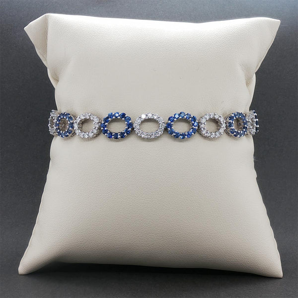 Estate 14K W Gold 3.43ctw Sapphire & 2.17ctw Diamond Bracelet