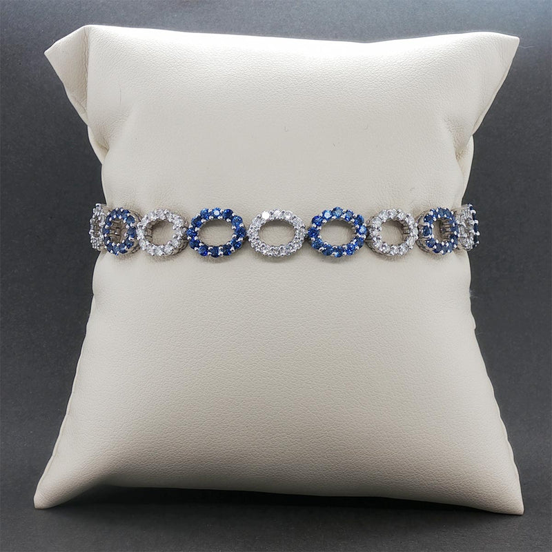 Estate 14K W Gold 3.43ctw Sapphire & 2.17ctw Diamond Bracelet