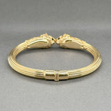 Estate 14K Y Gold Lion Head Enamel Cuff Bracelet