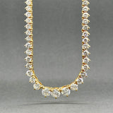 Estate 18K Y Gold 10.26ctw F-G/VS1-2 Diamond Riviere Tennis Necklace