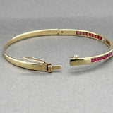 Estate 14K Y Gold 1.92ctw Ruby & 0.05ctw Diamond Bangle Bracelet