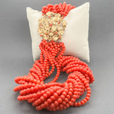 Estate 14K Y Gold 15 Strand Coral Bead Necklace