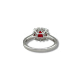 14K W Gold 0.79ctw Ruby 0.17ctw Diamond H/SI1 Halo Ring