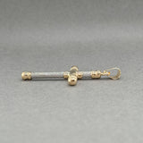 Estate 18K Y Gold & Steel 41.2mm Cross Pendant