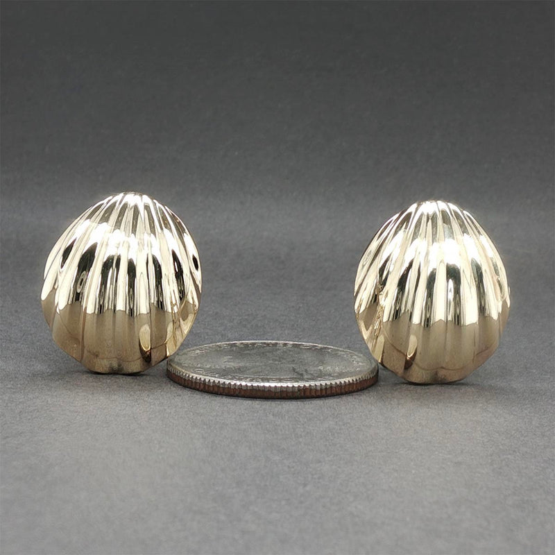 Estate 14K Y Gold Shell Dome Earrings