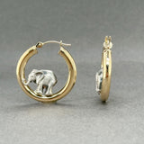 Estate 14K Y Gold SS Elephant Hoop Earrings