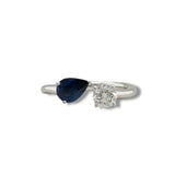 18K W Gold 0.68ct Sapphire and 0.45ct J/SI1 Diamond Ring