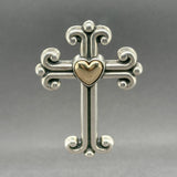 Estate SS 14 Heart Cross Pin/Pendant