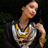 Brass YGP Malachite Berry Clover Teardrop Earrings