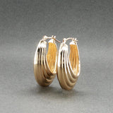 Estate 14K Y Gold Scalloped Teardrop Hoop Earrings