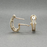 Estate 14K Y Gold 0.26ctw Diamond J Hoop Earrings