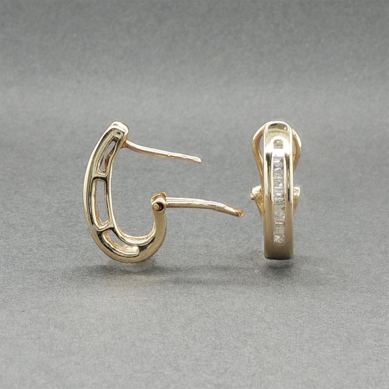 Estate 14K Y Gold 0.26ctw Diamond J Hoop Earrings