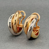 Estate Cartier 18K Tri Gold Trinity Classic Hoop Earrings