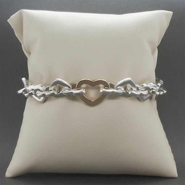 Estate Tiffany & Co. SS 18 Heart Link Bracelet