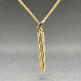 Estate 14K Y Gold Twisted Bar Lariat Necklace