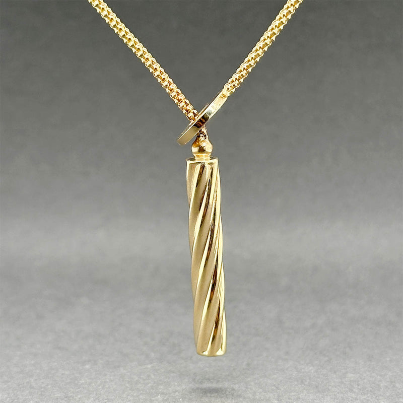 Estate 14K Y Gold Twisted Bar Lariat Necklace