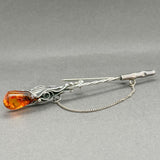 Estate SS Amber Large Stick Pin