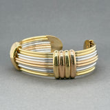 Estate 18K Tricolor Gold Tube Cuff Bracelet