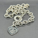 Estate Tiffany & Co. SS 0.02ct Diamond Heart Toggle Necklace