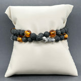 Estate William Henry SS Amber & Lava Beaded Wrap Bracelet