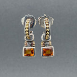 Estate Lagos SS 1.98ctw Citrine Demi Hoop Earrings