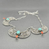 Estate SS Turquoise & Coral Southwest Necklace