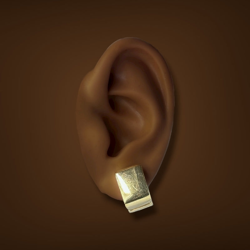 Estate 14K Y Gold 14.74mm Square Huggie Earrings