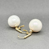Estate 14K Y Gold South Sea Pearl Dangle Earrings